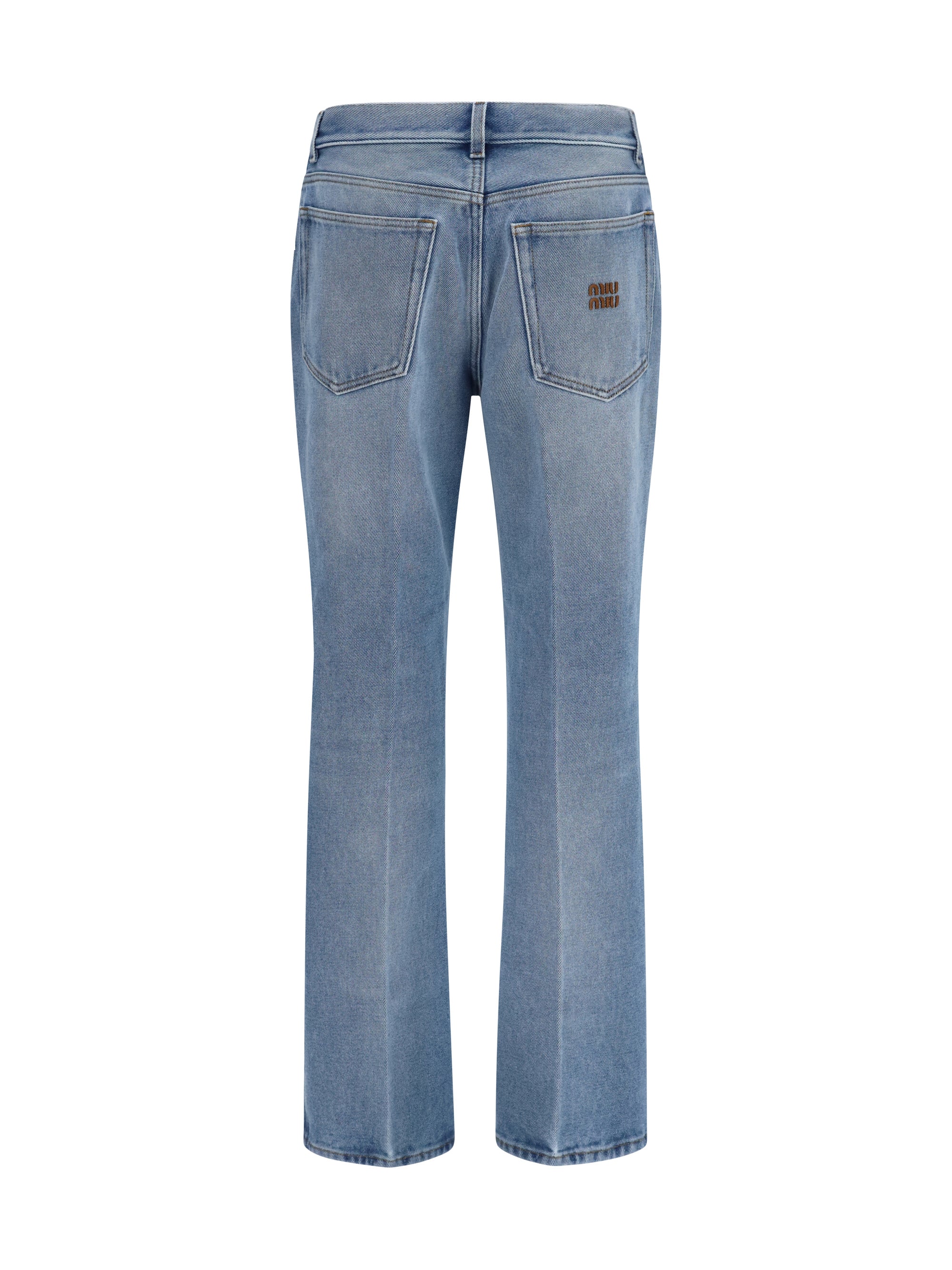 Miu Miu Women Washed Denim Five-Pocket Jeans