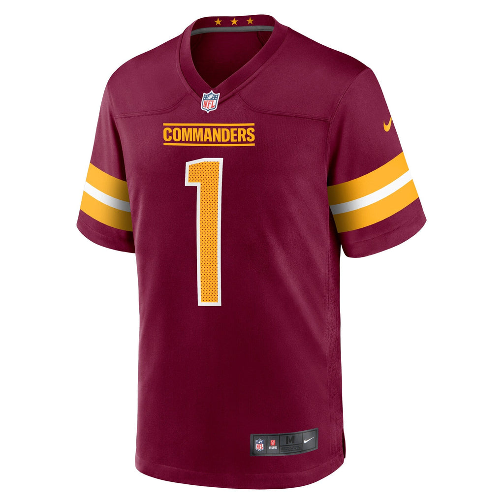 Washington Commanders Number 1 Dad Burgundy Game Jersey