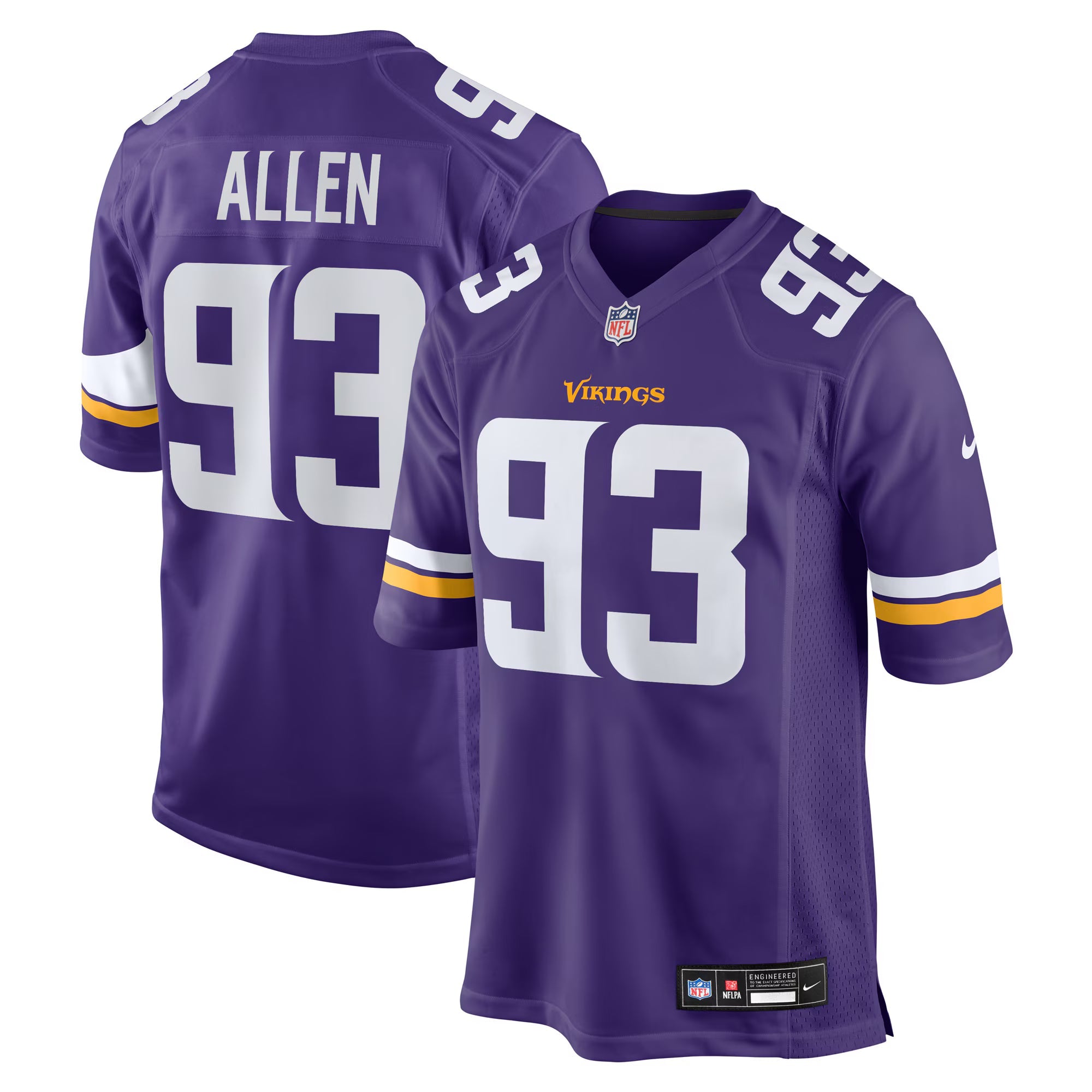 Minnesota Vikings Jonathan Allen Purple Team Game Jersey
