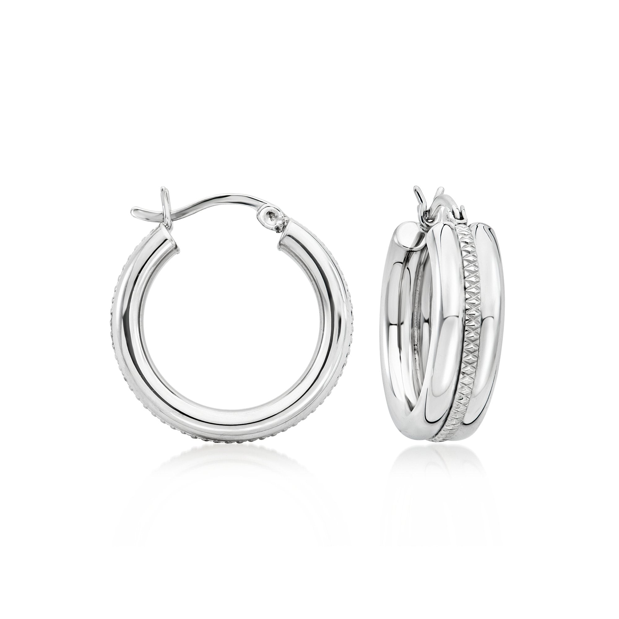 Ross-Simons Sterling Silver Striped Hoop Earrings