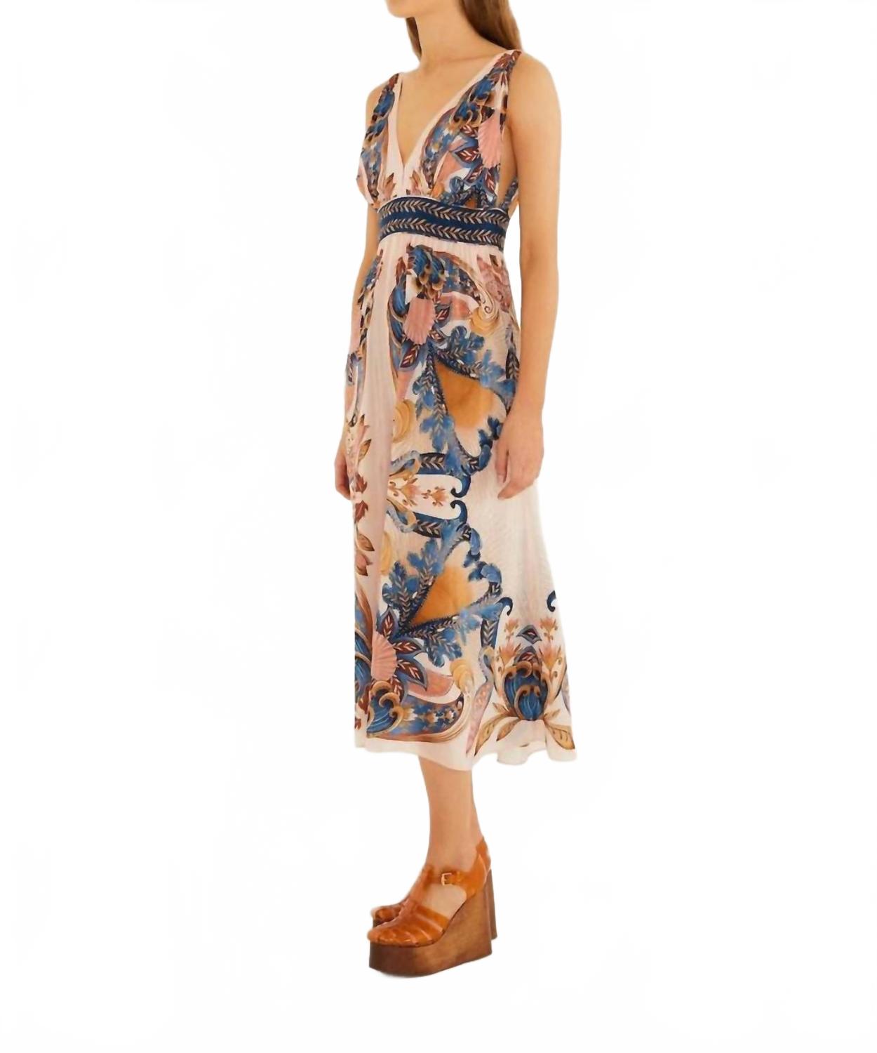 Garden Scarf Midi Dress In Soft Pink