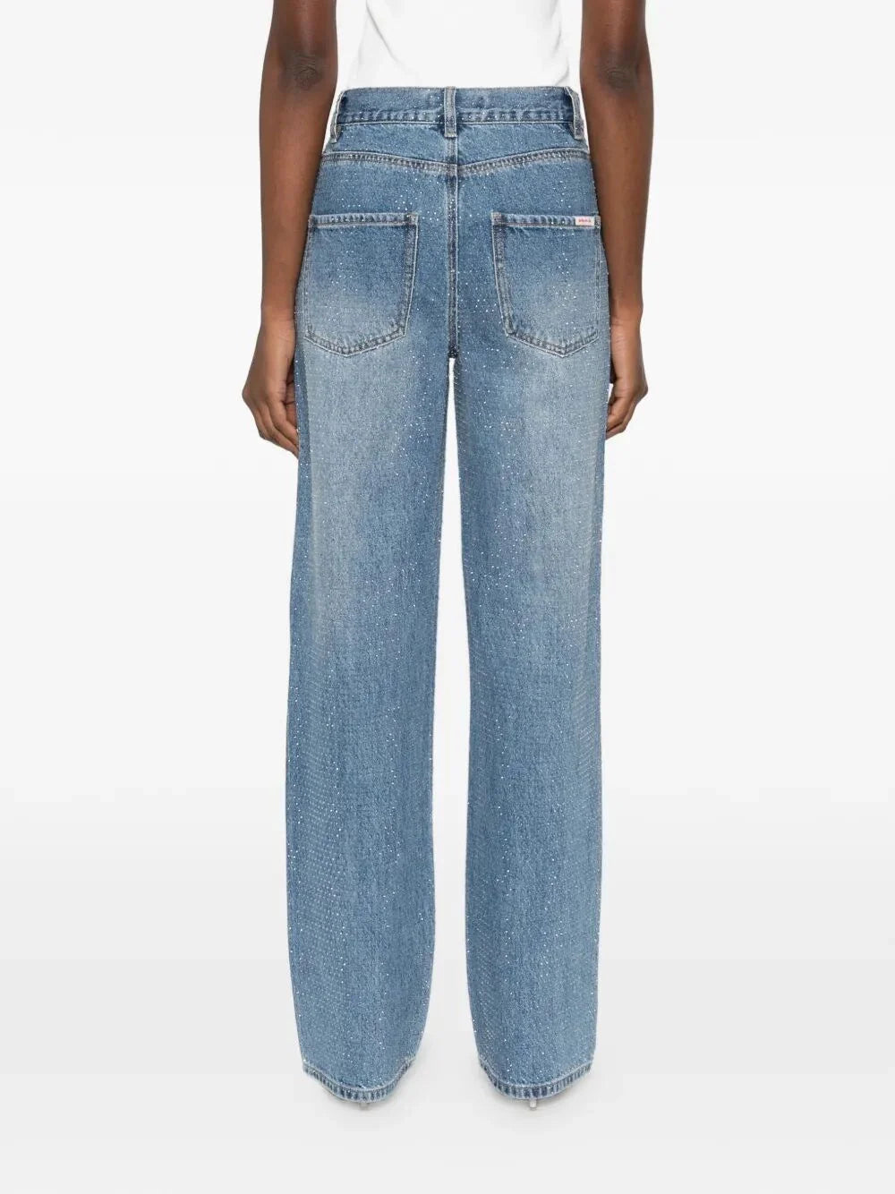 Self-Portrait Women Rhinestone Denim Straight Leg Jeans
