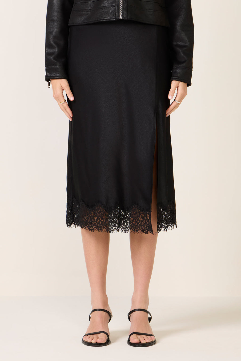 Women's Satin Skirt w Lace