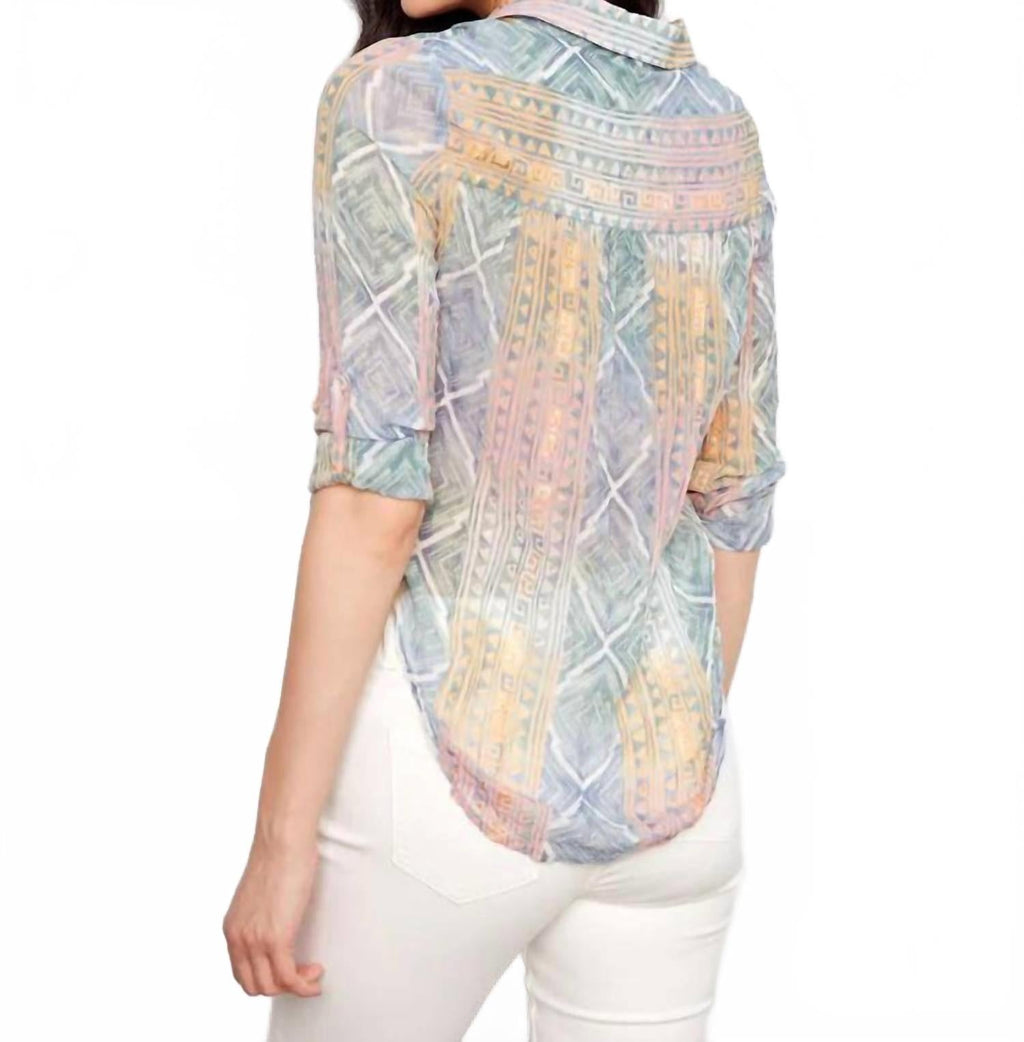 Foil Printed Crinkled Blouse In Marigold