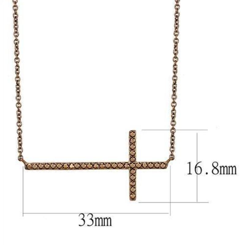 IP Coffee light Brass Chain Pendant with AAA Grade CZ in Light Coffee