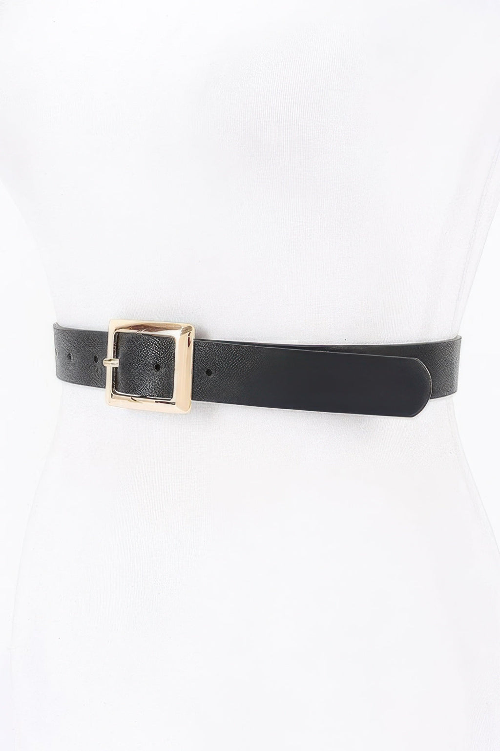 Simple Square Buckle Faux Leather Belt