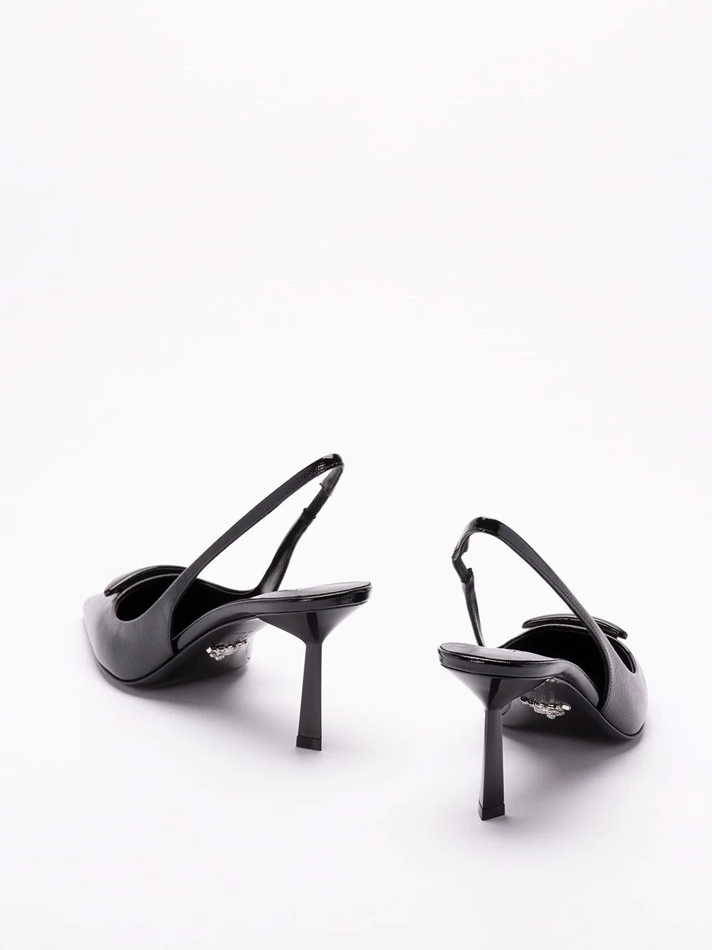 Prada Women Saffiano Patent Leather Slingback Pumps