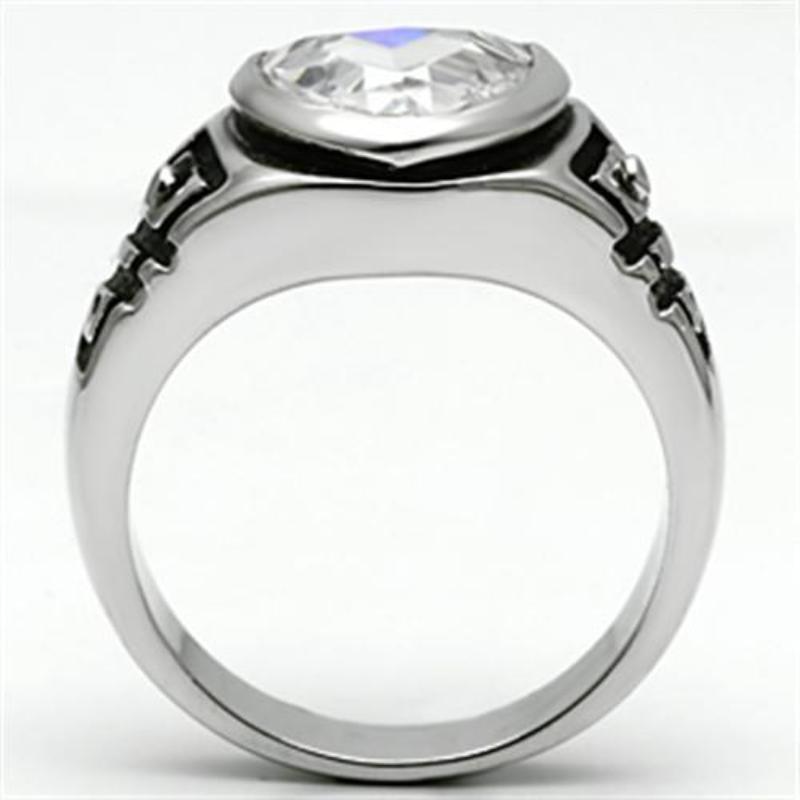 Rhodium Brass Ring with AAA Grade CZ in Clear