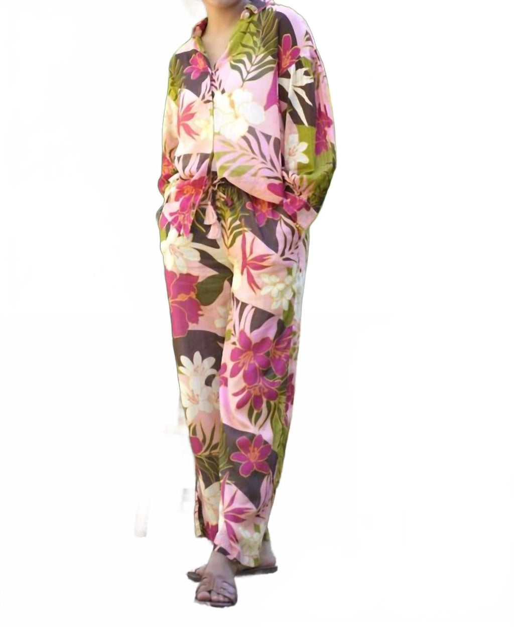 Printed Drawstring Pant In Multi Floral