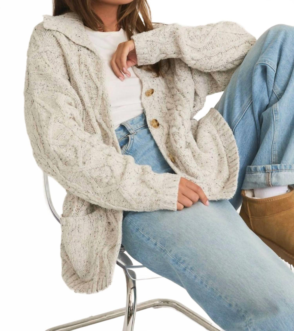 Harbor Oversized Cardigan In Heather Grey