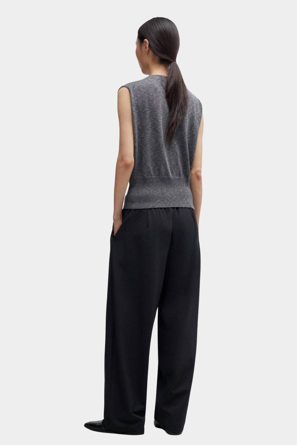 Flecked Cotton Waistcoat In Grey