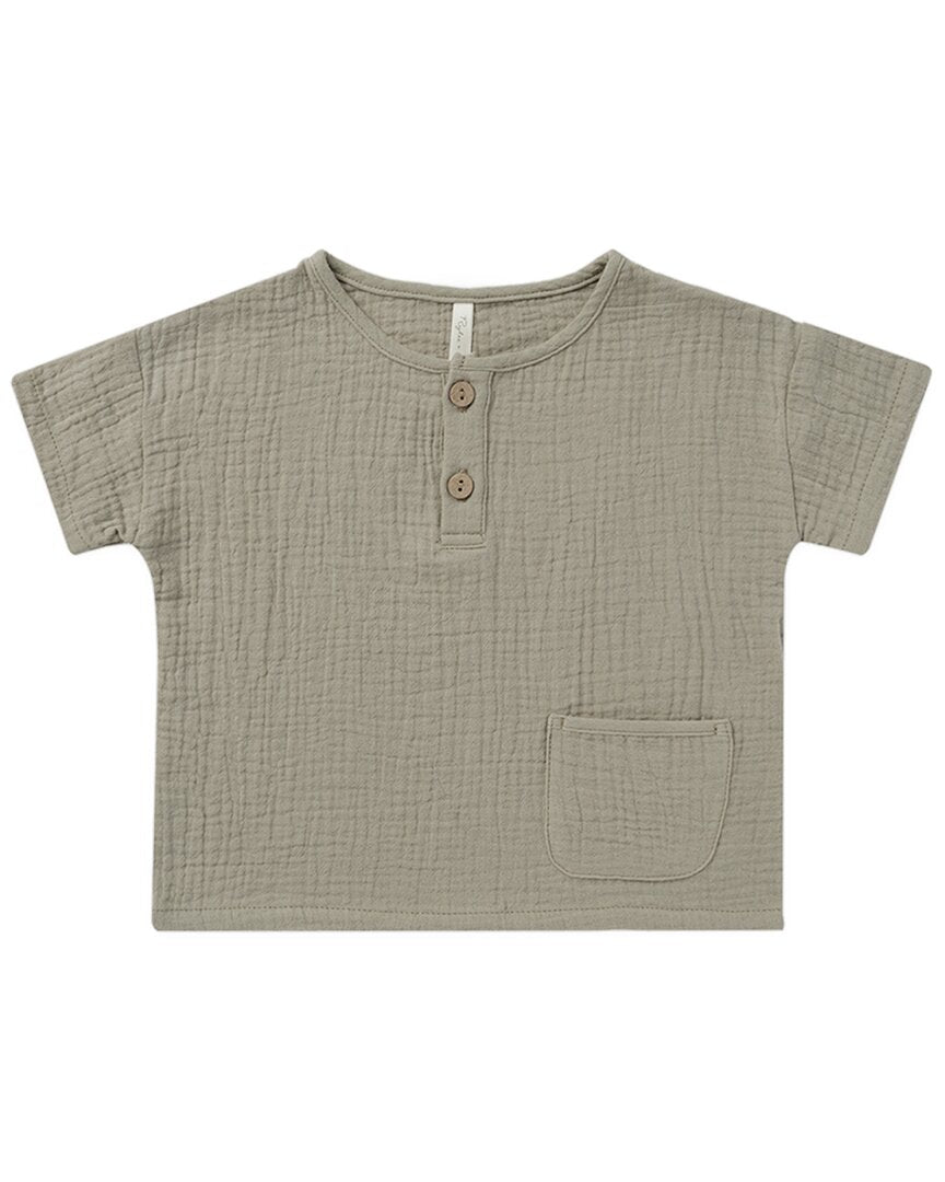 Rylee + Cru Collective Woven Henley T-Shirt