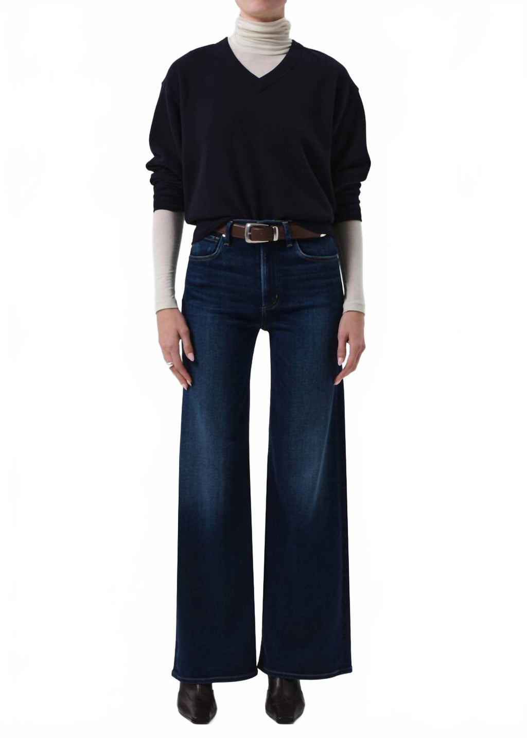 Lyra Long Wide Jean In Dark Indigo