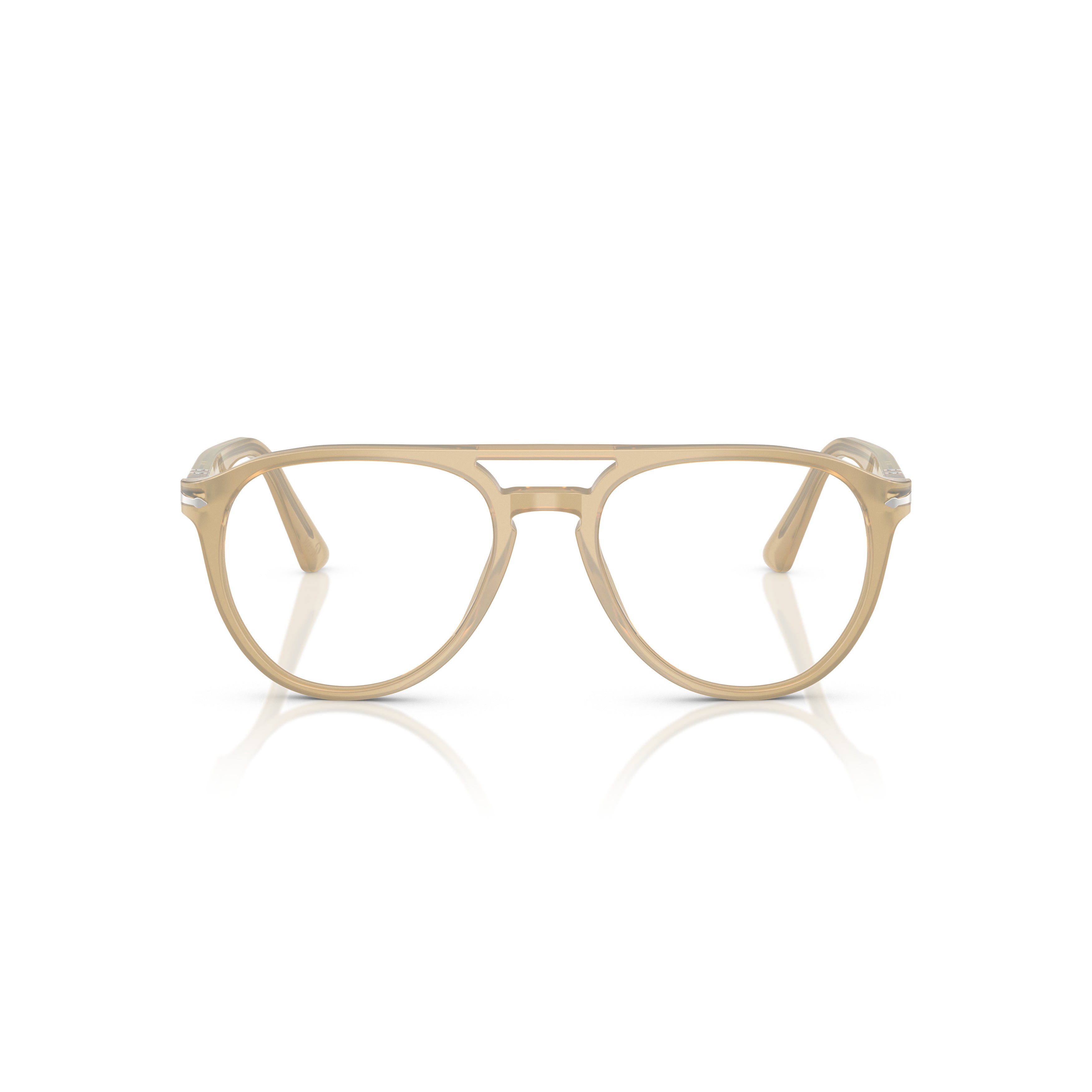 Translucent Beige Acetate Aviator Eyeglasses With Double Bridge