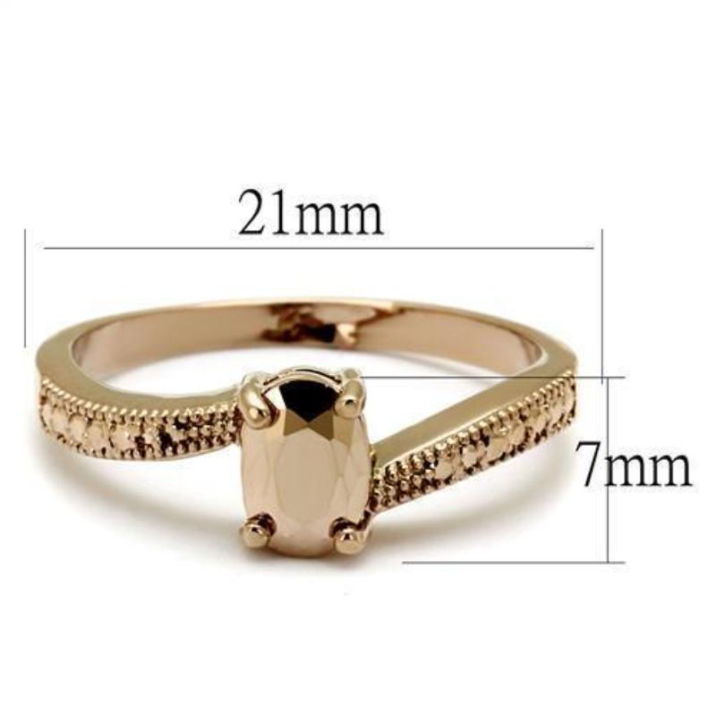 IP Rose Gold(Ion Plating) Brass Ring with AAA Grade CZ in Metallic Light Gold