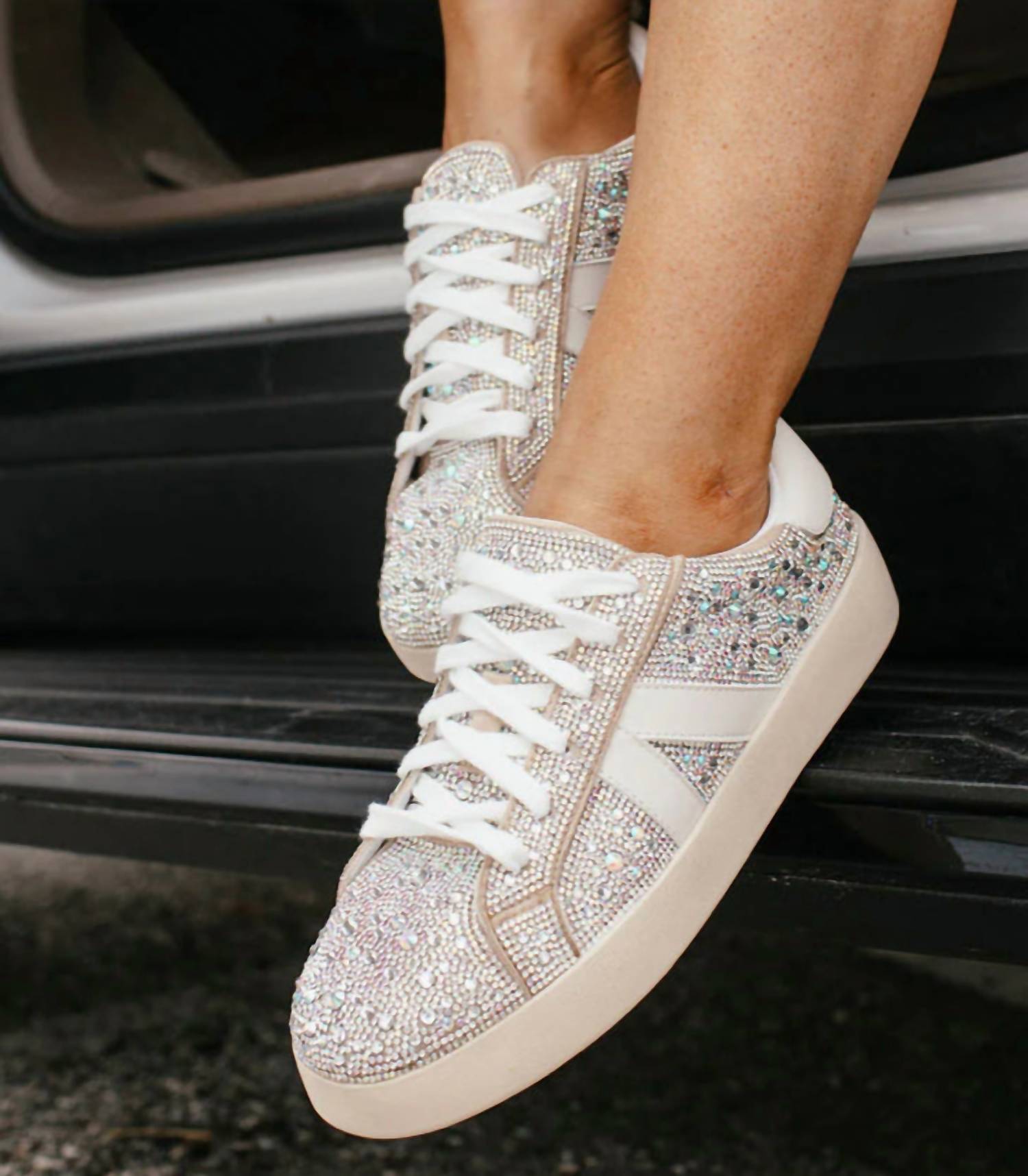 Women's No Chaser Sneaker In Clear Rhinestones