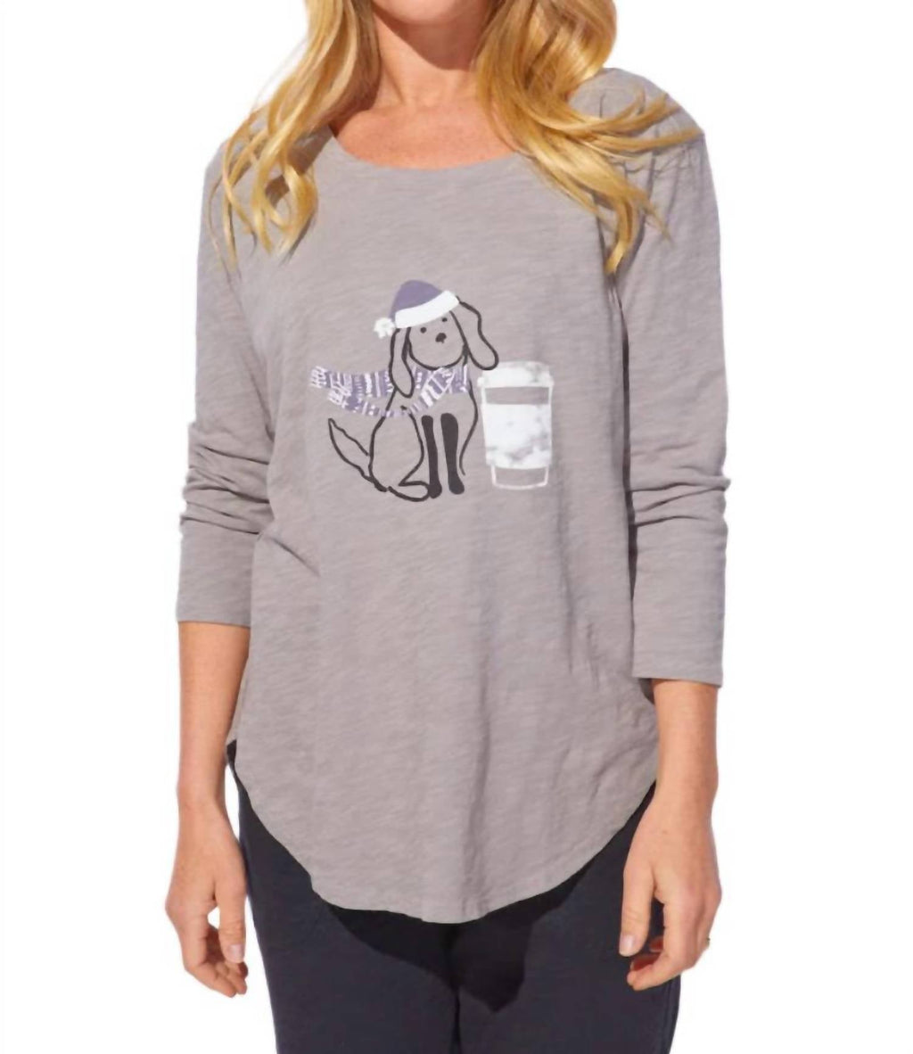 Latte Puppy Boxy Tee In Fog