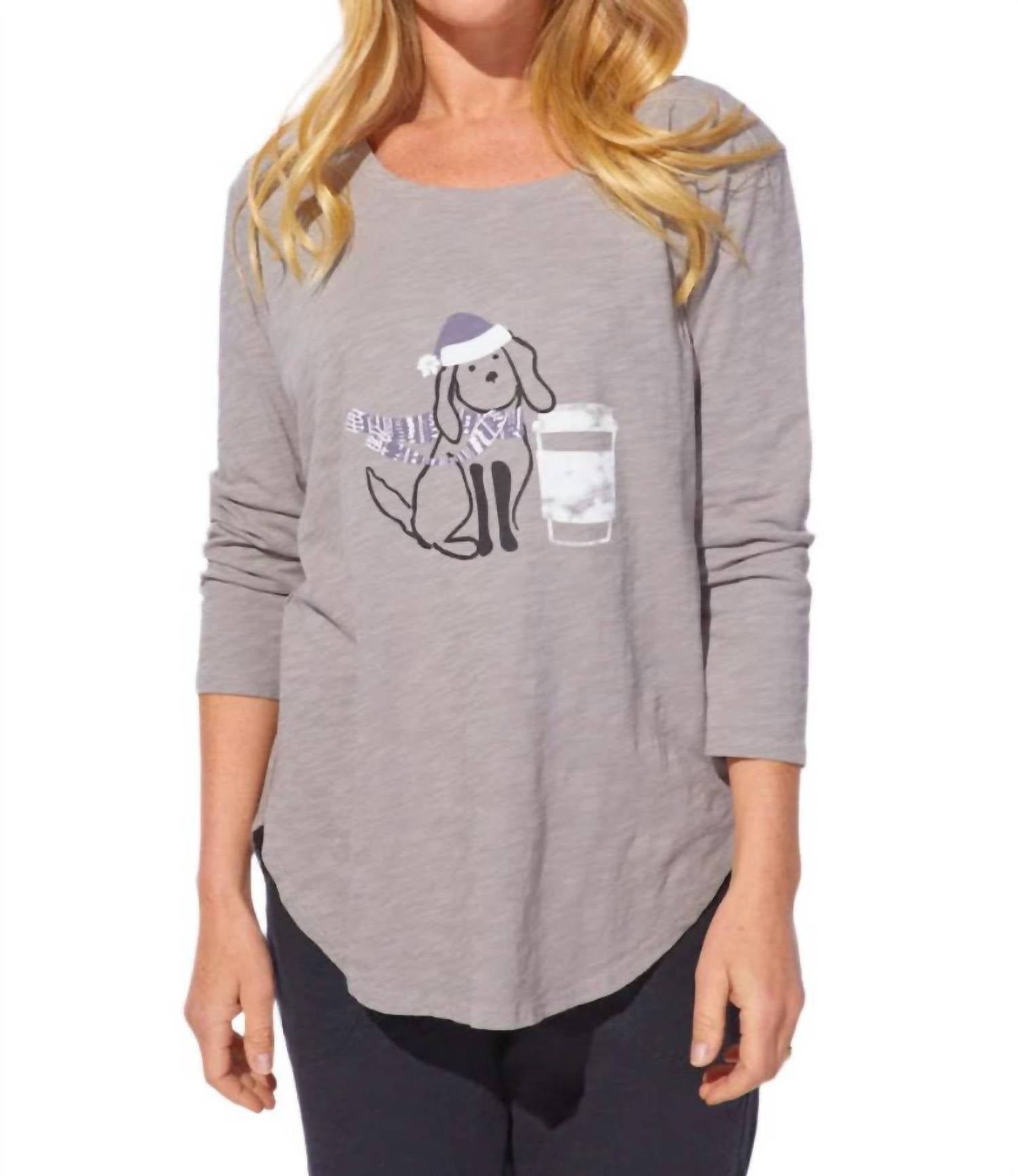 Latte Puppy Boxy Tee In Fog