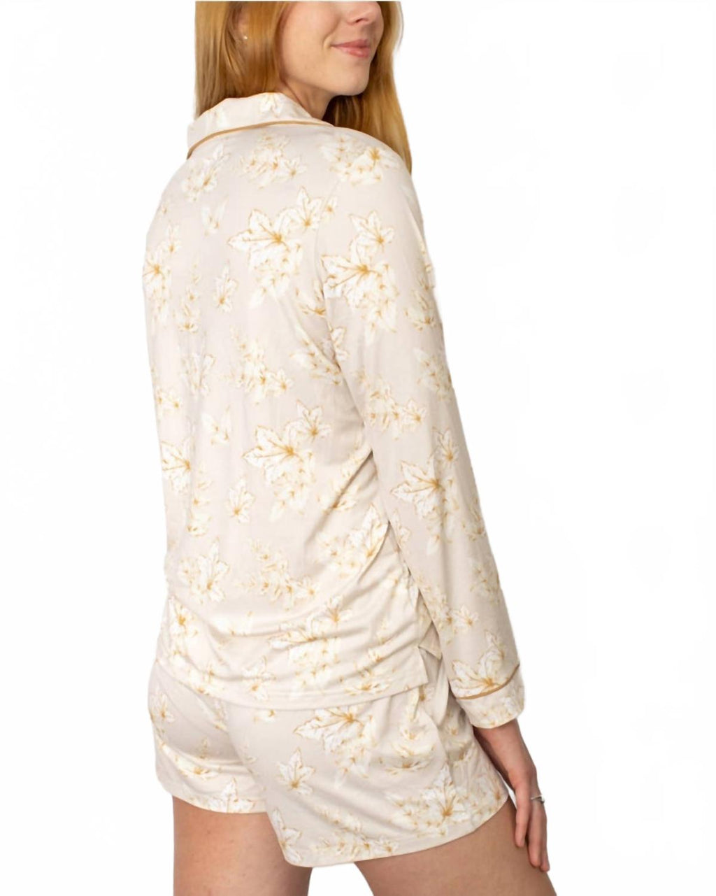 Harvest Toile Long Sleeve Pant Set In Turtledove/cream