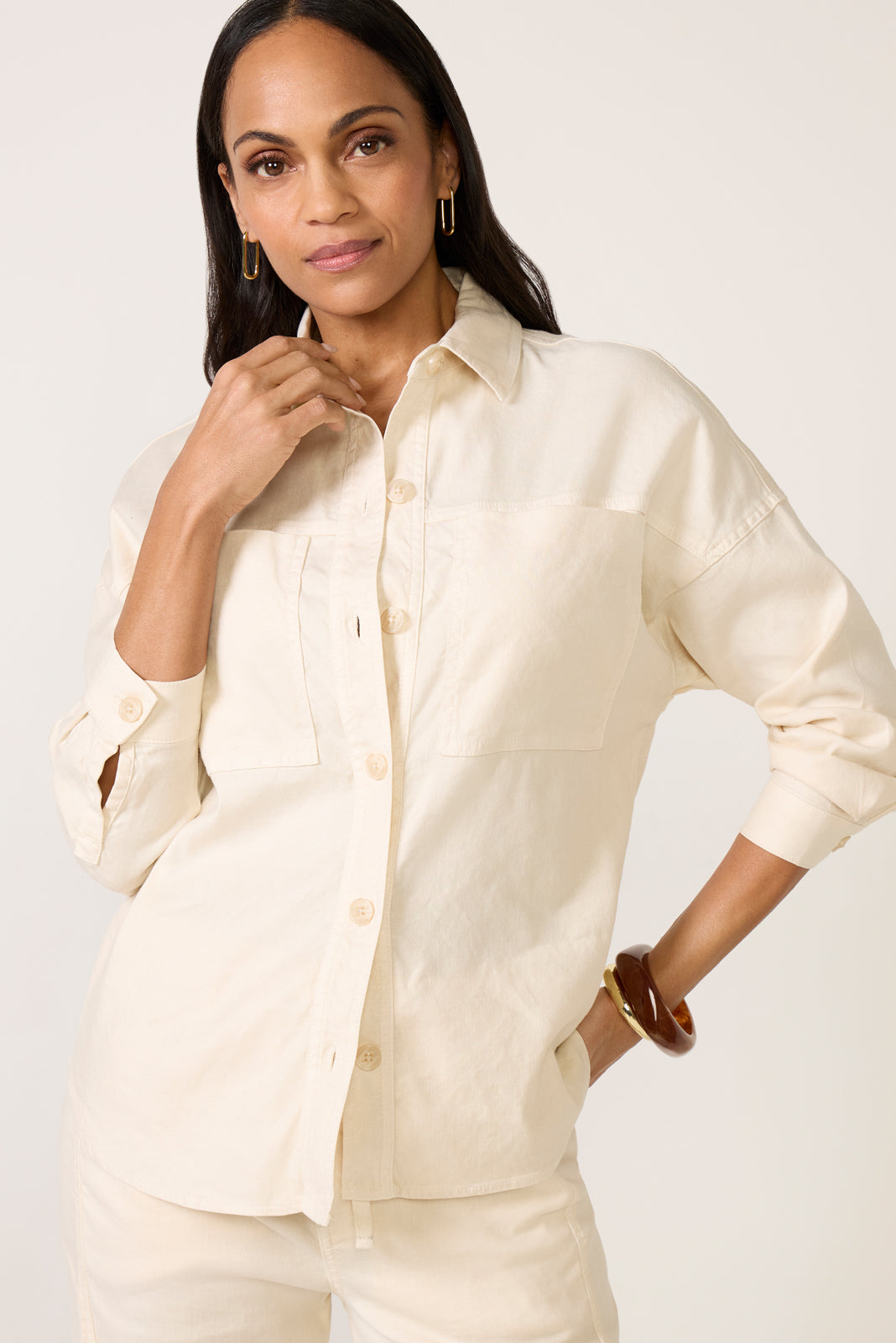 Women's Frankie Stretch Linen Long Shacket