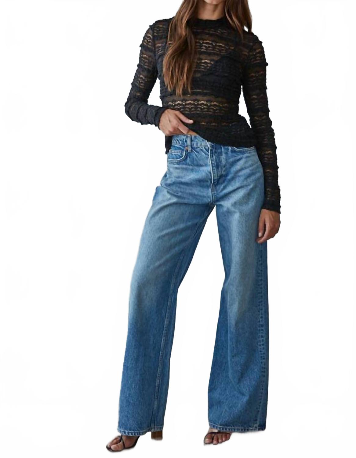 Woven Lace See Through Mock Top In Black