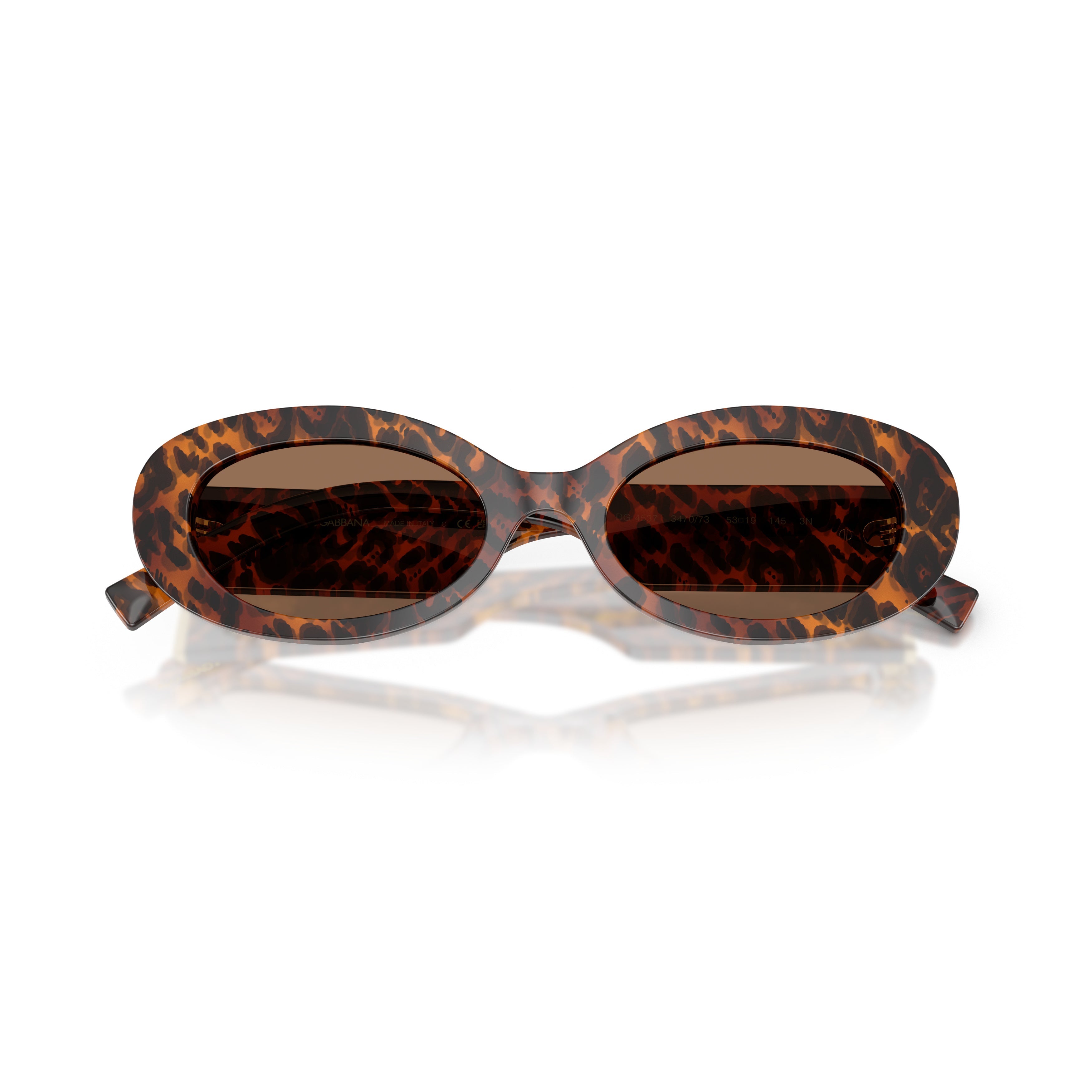 Tortoiseshell Oval Sunglasses With Gold Emblem