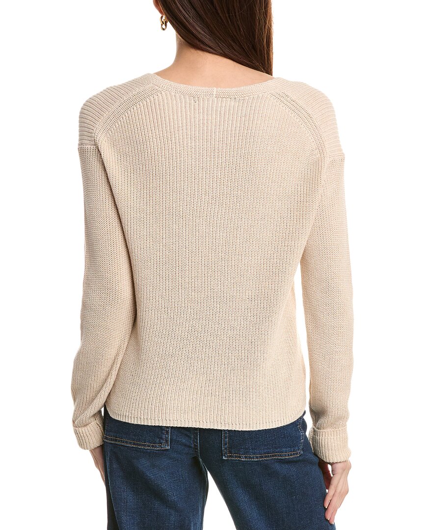 Hannah Rose Cropped Loose Shaker V-Neck Cashmere-Blend Sweater