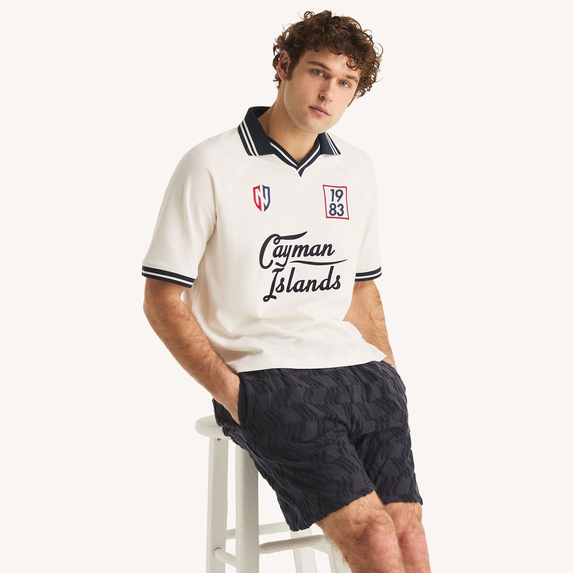 Nautica Mens Johnny Collar Polo