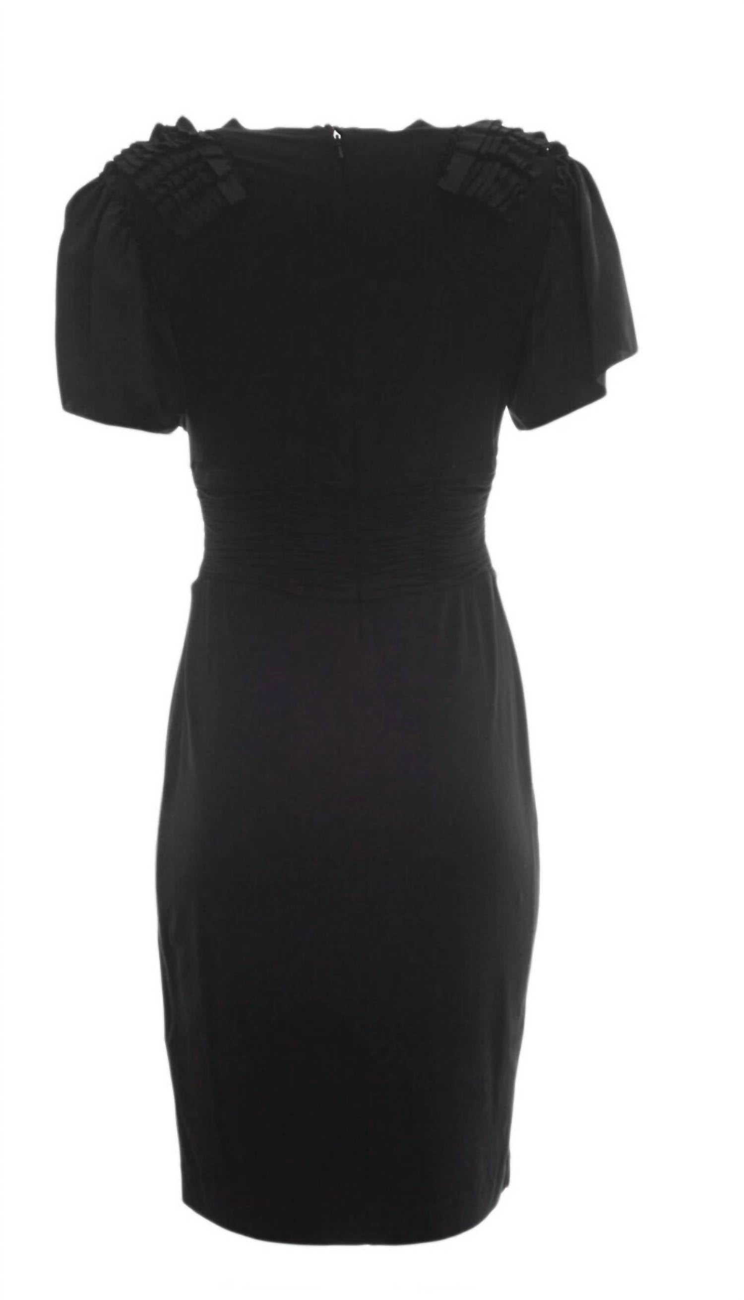 Flutter Sleeve Dress In Black