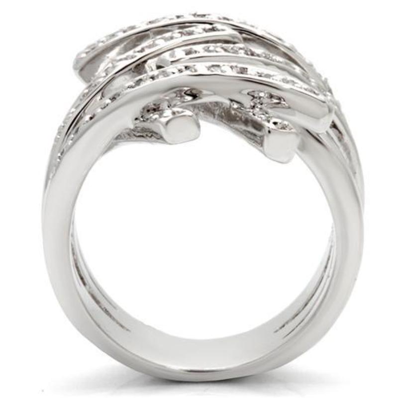 Rhodium Brass Ring with AAA Grade CZ in Clear