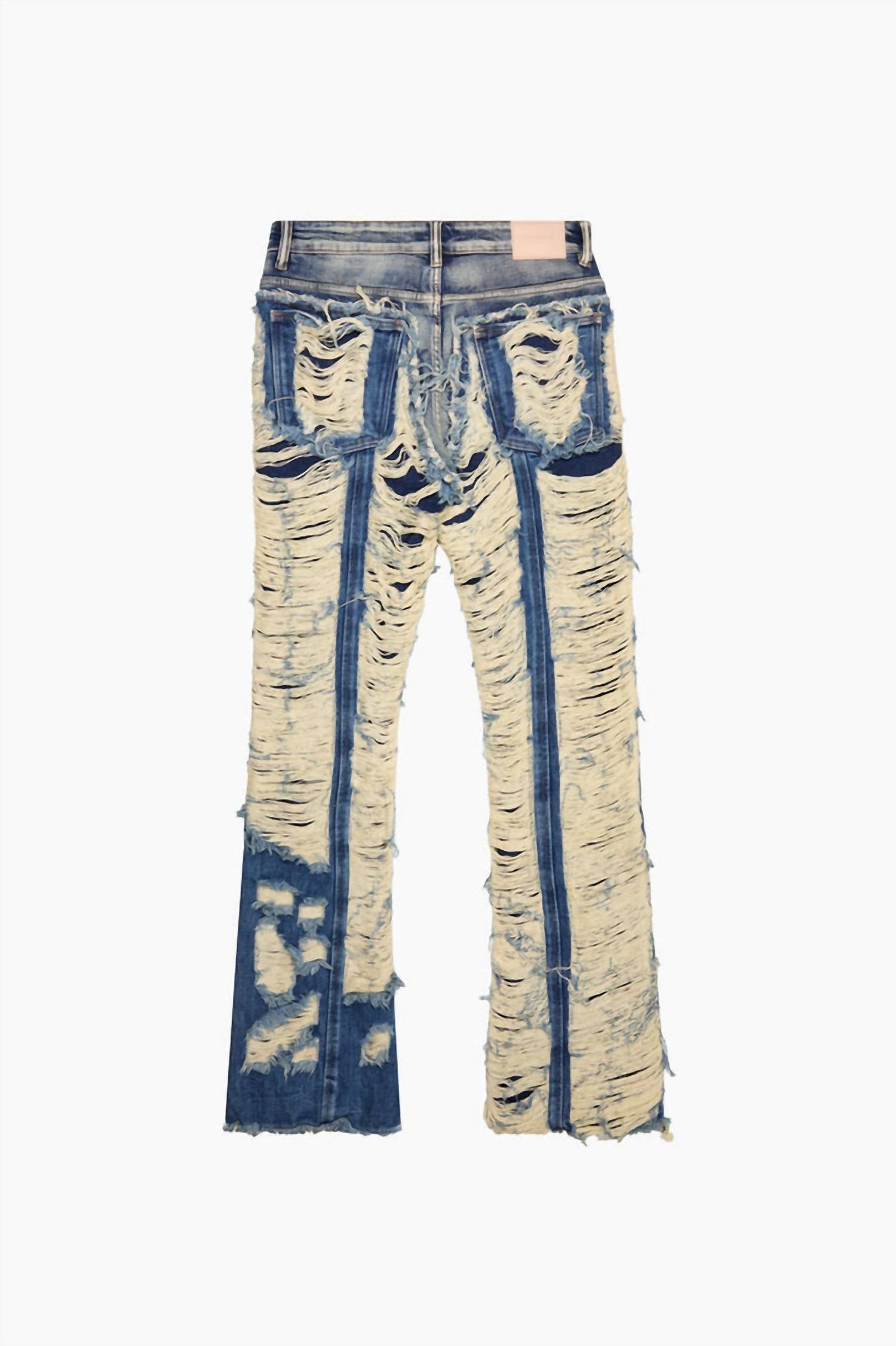Women's Contrast Stacked Jean In Blue Washed