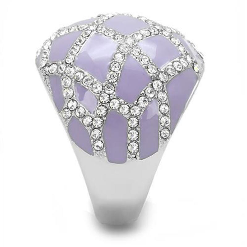 High polished (no plating) Stainless Steel Ring with Top Grade Crystal in Clear