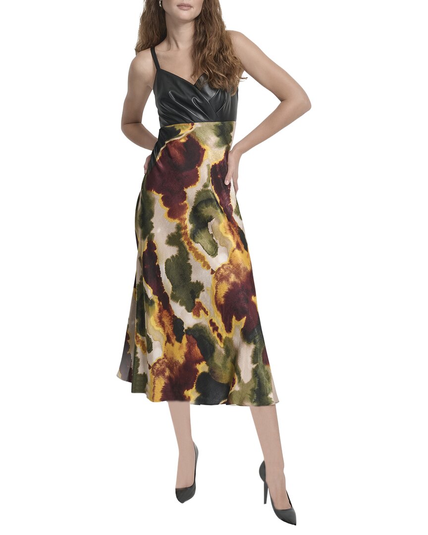 DKNY Mix Media Printed Midi Dress