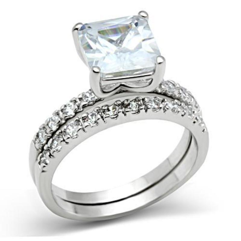 Rhodium Brass Ring with AAA Grade CZ in Clear