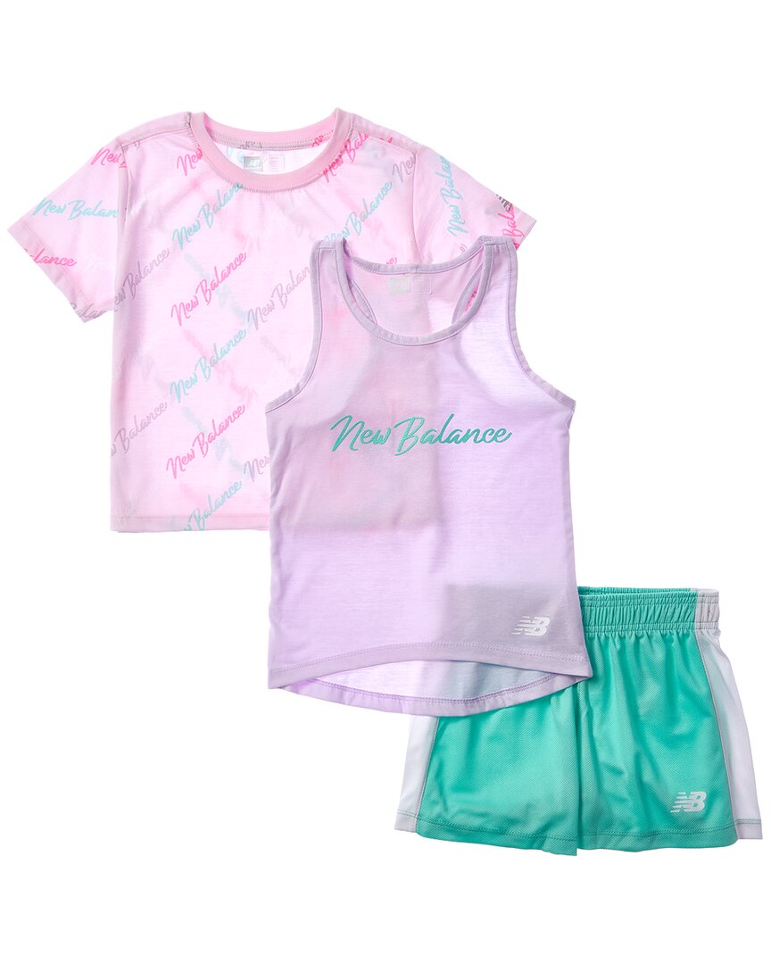New Balance 3pc Set T-Shirt, Tank, & Mesh Short Set