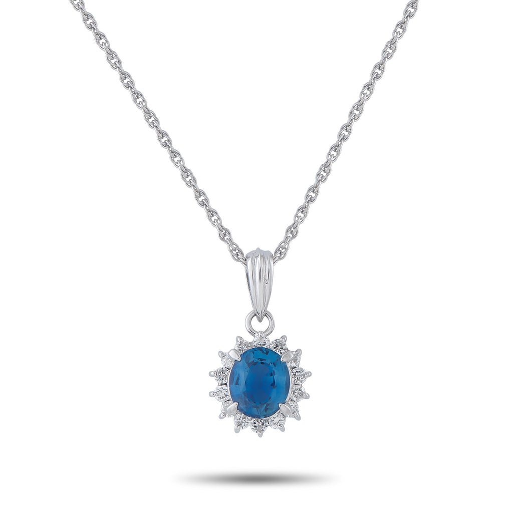 LB Exclusive Platinum 0.27ct Diamond and Sapphire Pendant Necklace MF27-041426