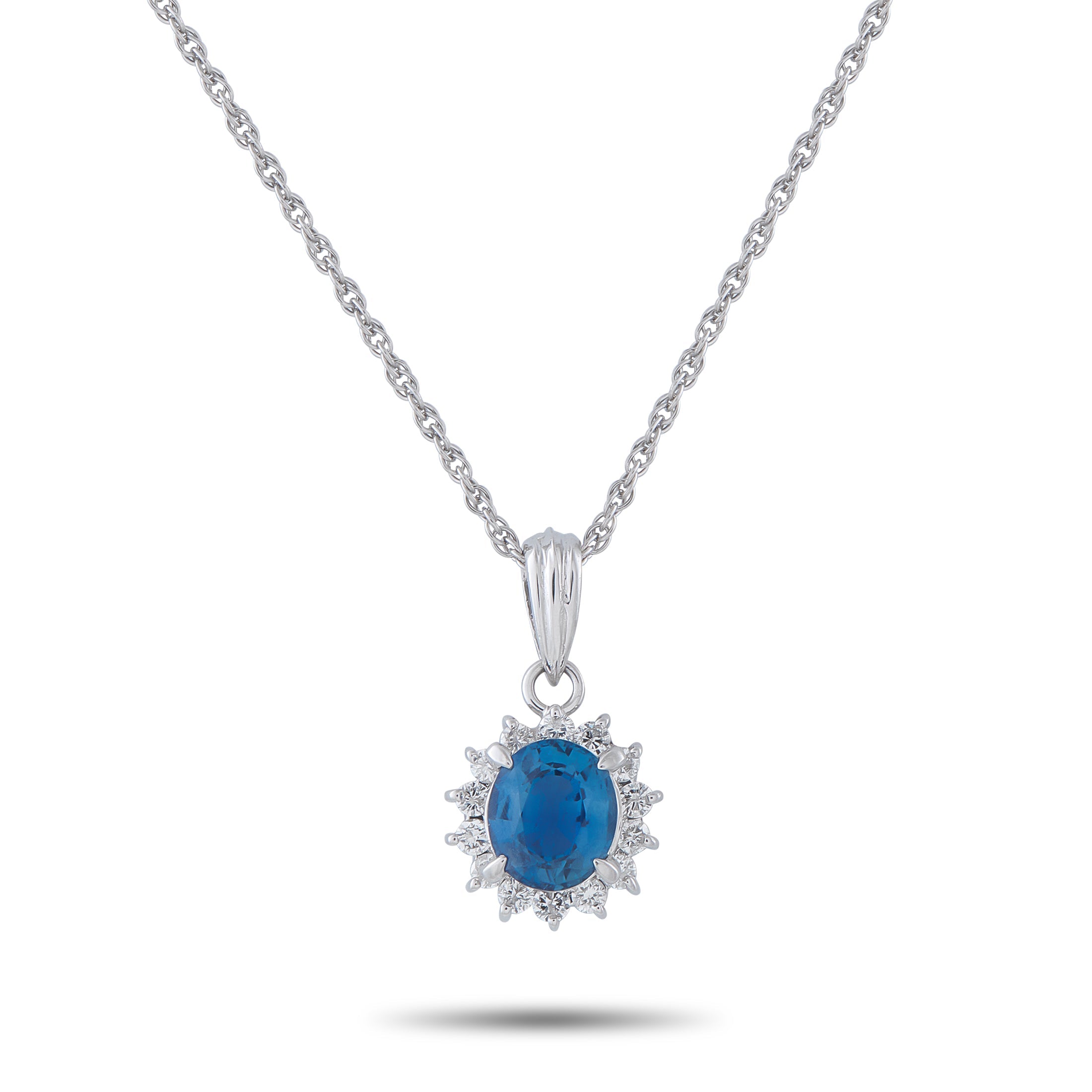 LB Exclusive Platinum 0.27ct Diamond and Sapphire Pendant Necklace MF27-041426
