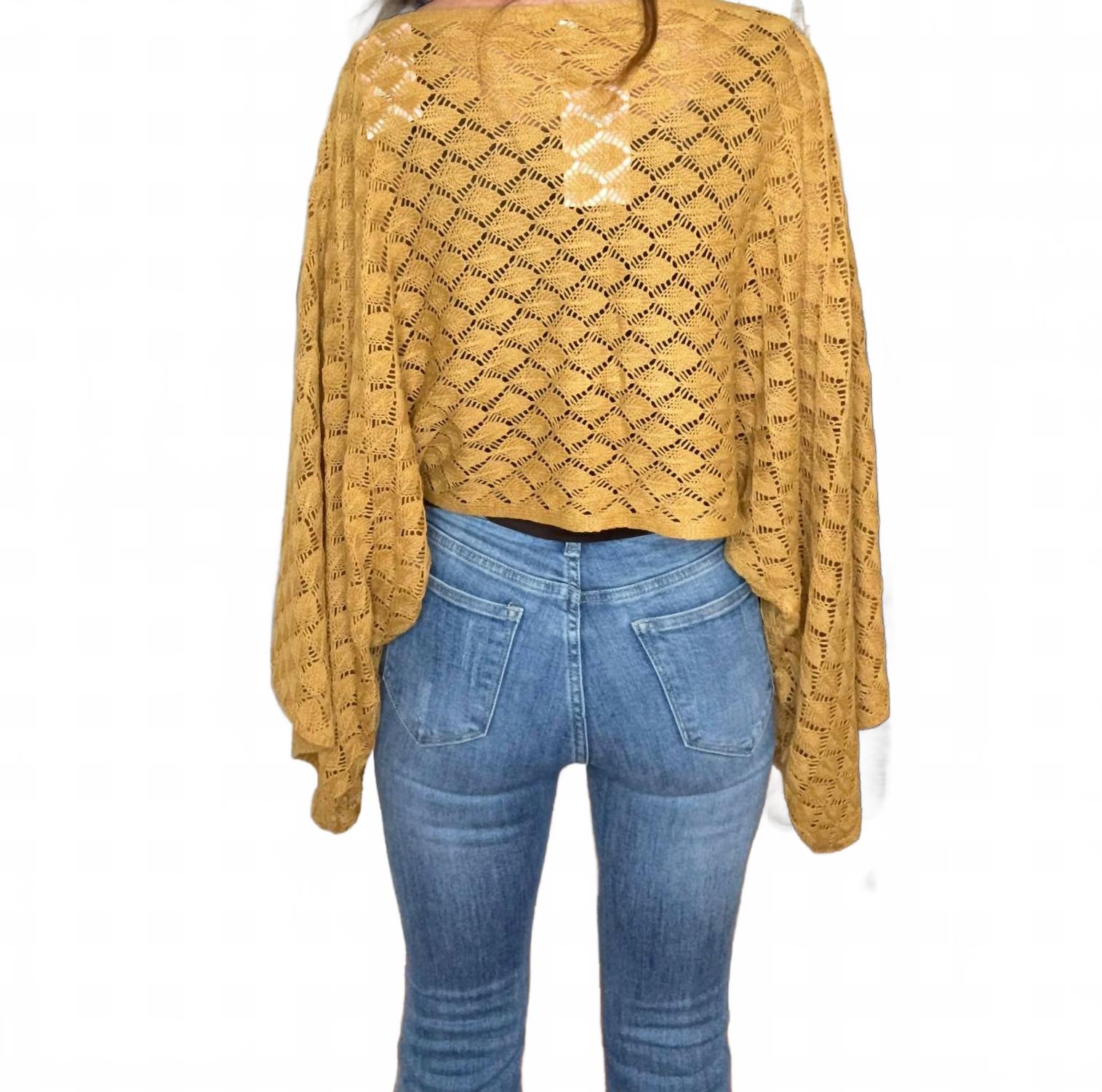 Free Spirit Bell Sleeve Top In Mustard