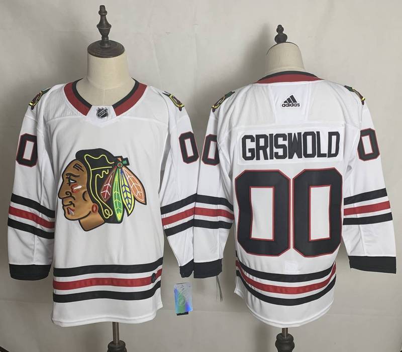 Men's Chicago Blackhawks Clark Griswold #00 Christmas Vacation White Breakaway Player jersey