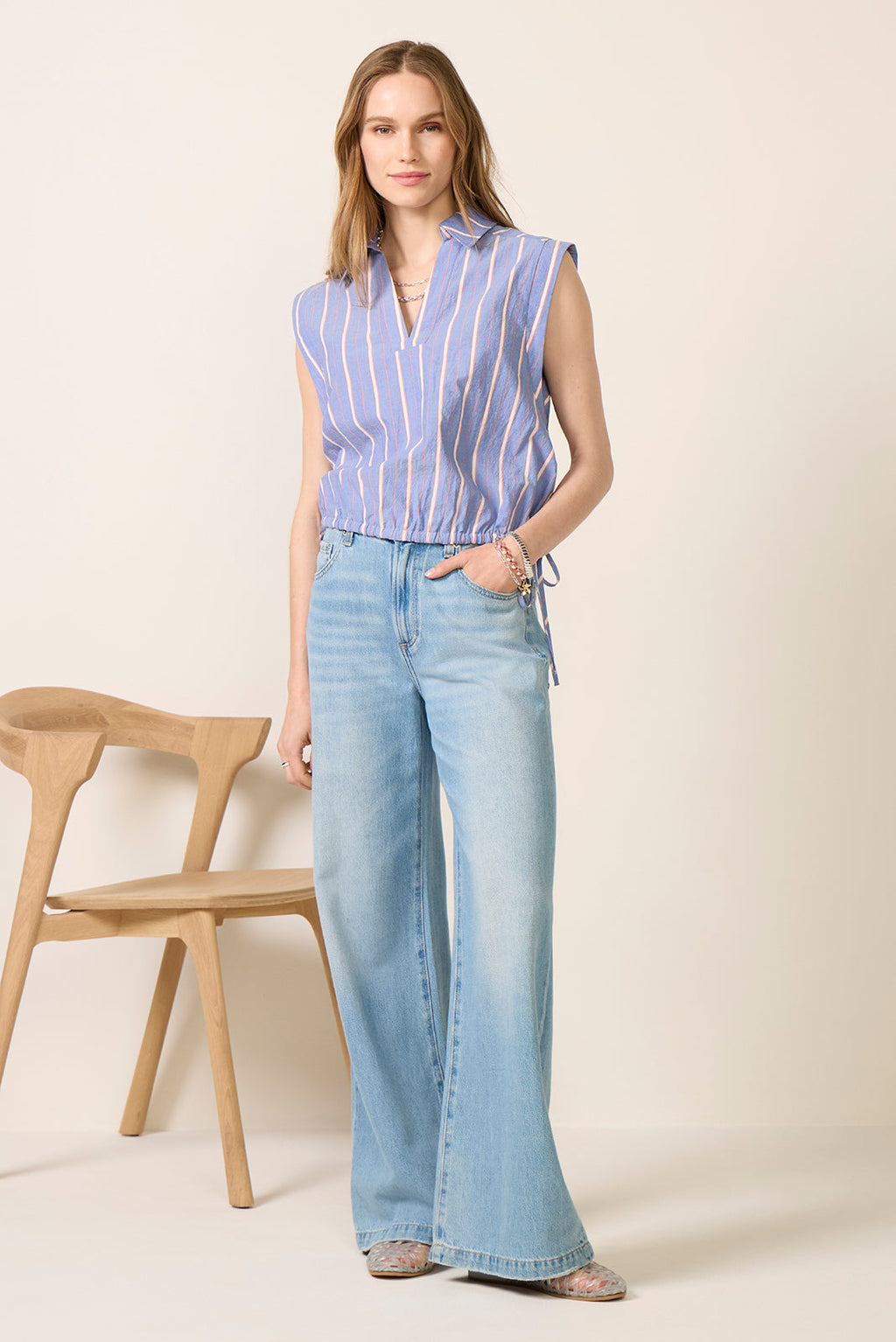 Women's Gwen Side Tie Popover Top