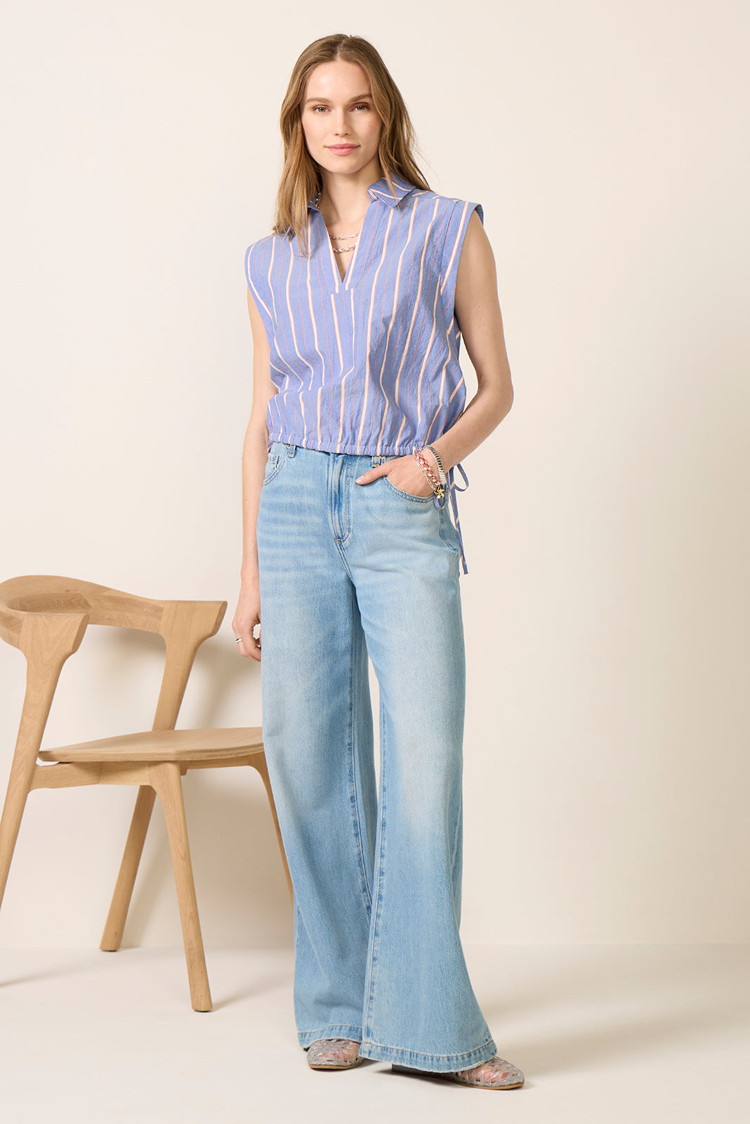 Women's Gwen Side Tie Popover Top