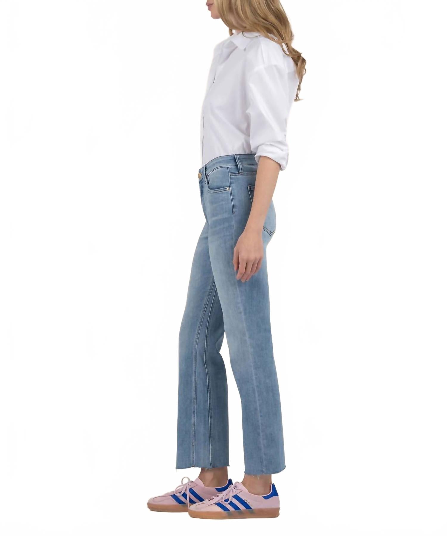 Kelsey High Rise Ankle Flare Jeans In Blue