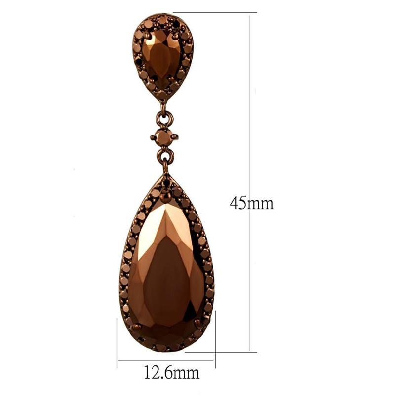 IP Coffee light Brass Earrings with AAA Grade CZ in Light Coffee
