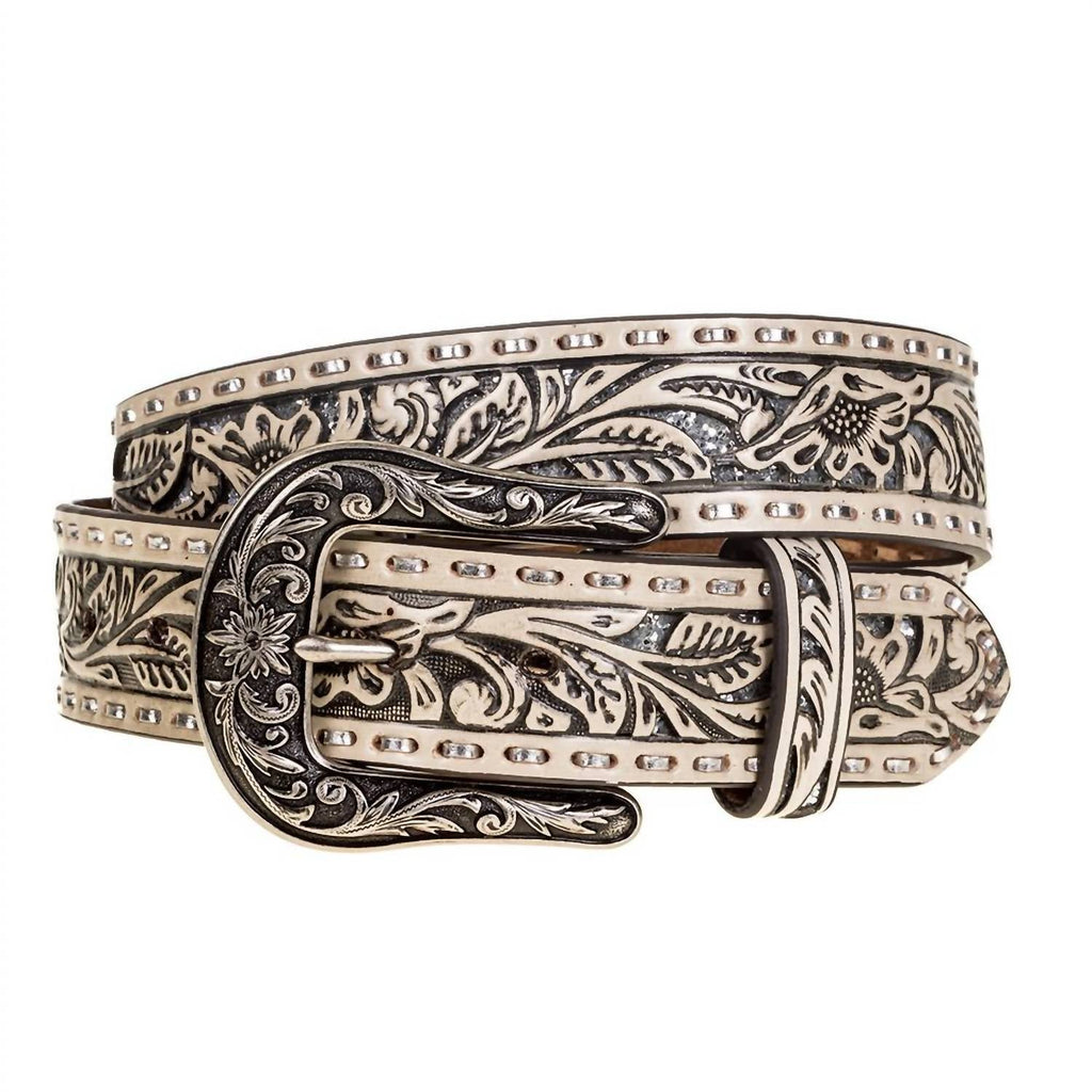 Women's Leather Belt In White