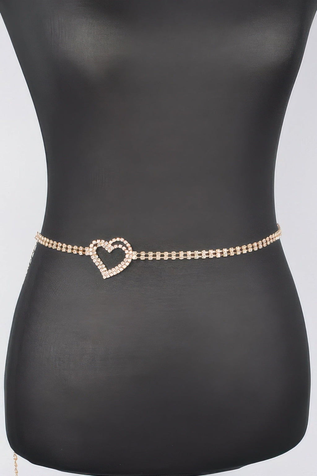 Rhinestone Heart Chain Belt