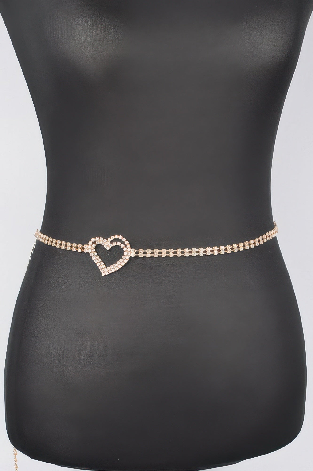 Rhinestone Heart Chain Belt