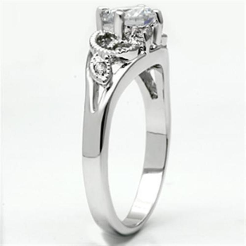 Rhodium Brass Ring with AAA Grade CZ in Clear