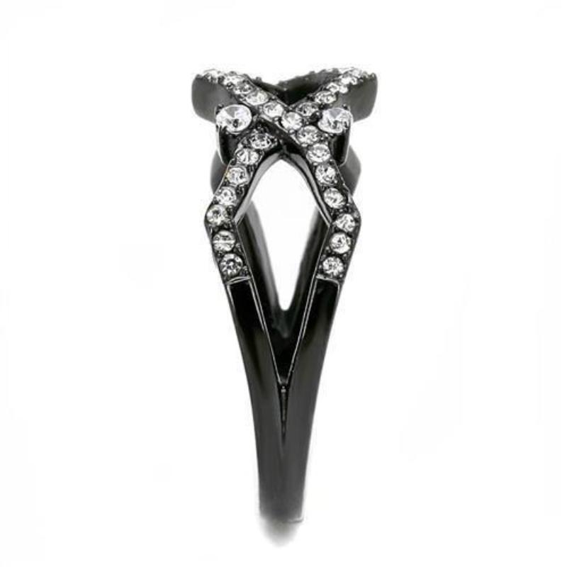 IP Black(Ion Plating) Stainless Steel Ring with AAA Grade CZ in Clear