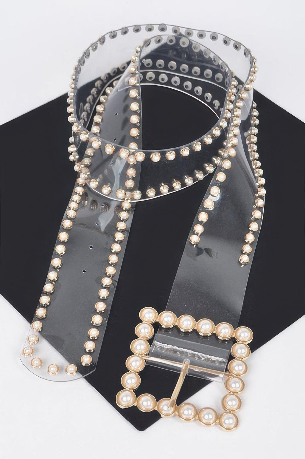 Rhinestone Buckle Plus Size Clear Belt W/stones