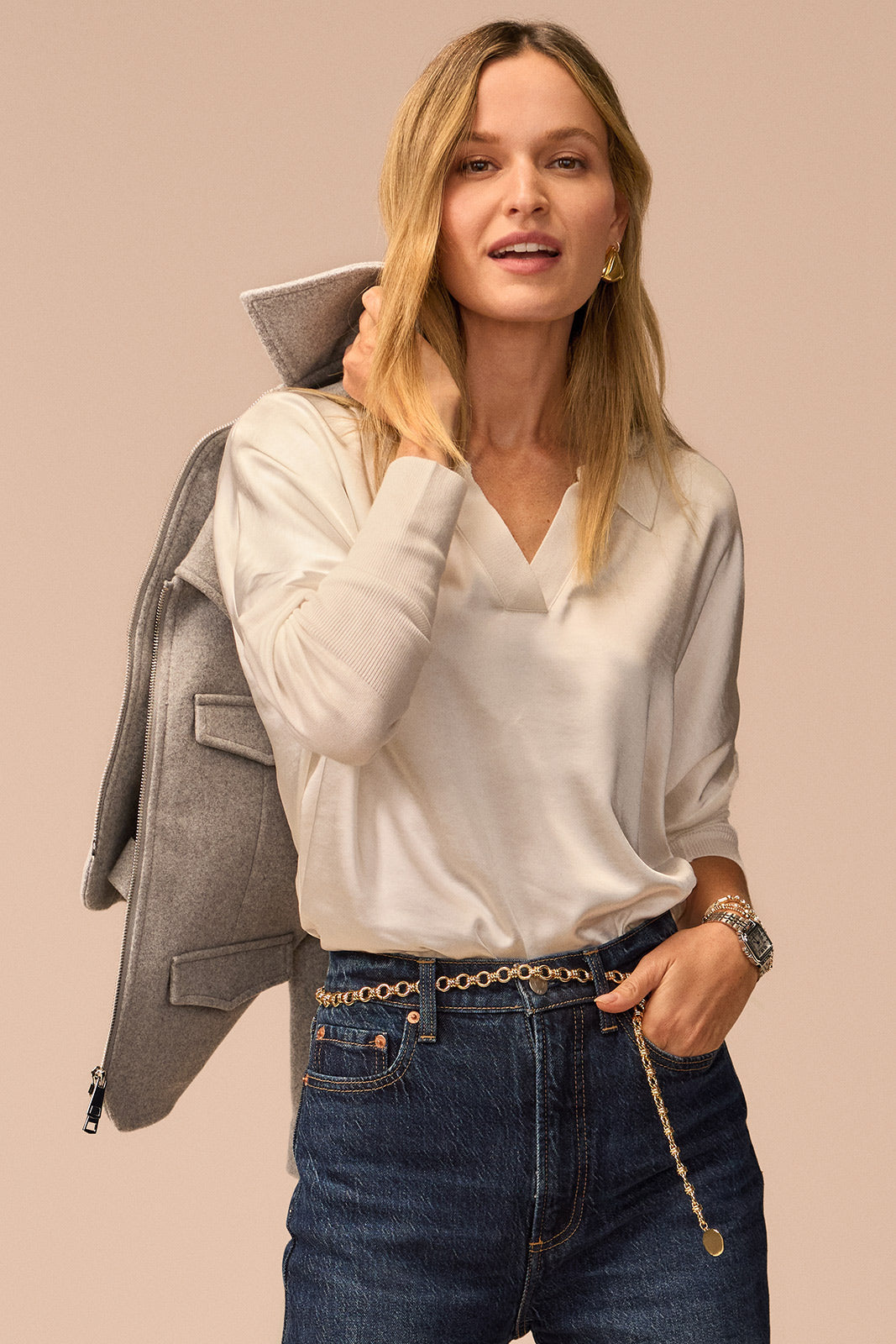 Women's Tina Mixed Media Satin Top